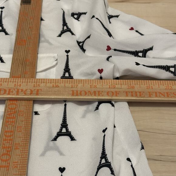 Karl Lagerfeld Paris Women Large Blouse Button Eiffel Tower White - Picture 10 of 11